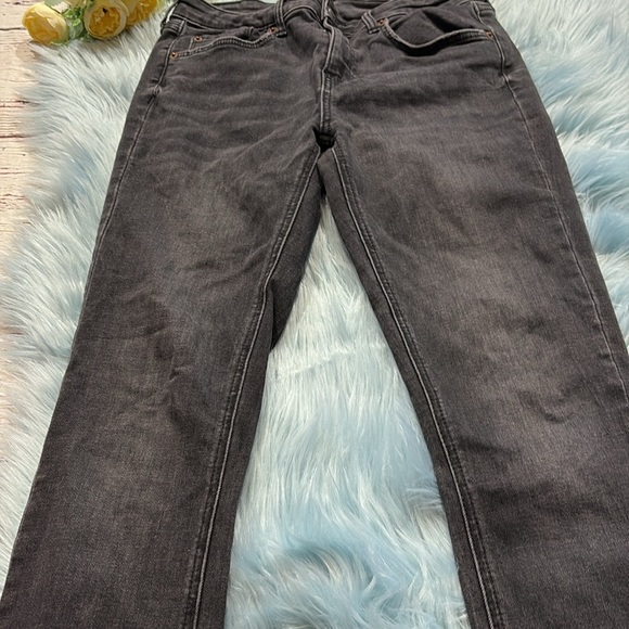 Zara The Skinny Distressed Hem Jeans in Pearl Black sz 6 - Picture 5 of 10